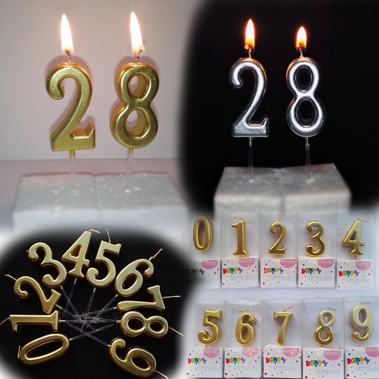 Nến Số Cắm Bánh Kem Màu GoldSilver  Phụ kiện trang trí sinh nhật Hazato  Party
