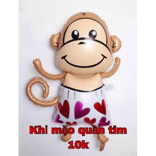 Bong Bóng Nhôm Hình Khỉ Mặc Quần Tim