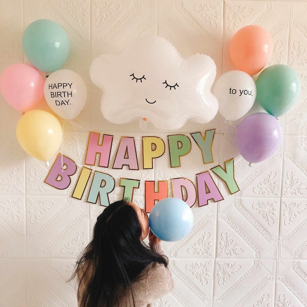 Dây Happy Birthday Pastel - Macaron Ánh Kim - Hình ảnh 3