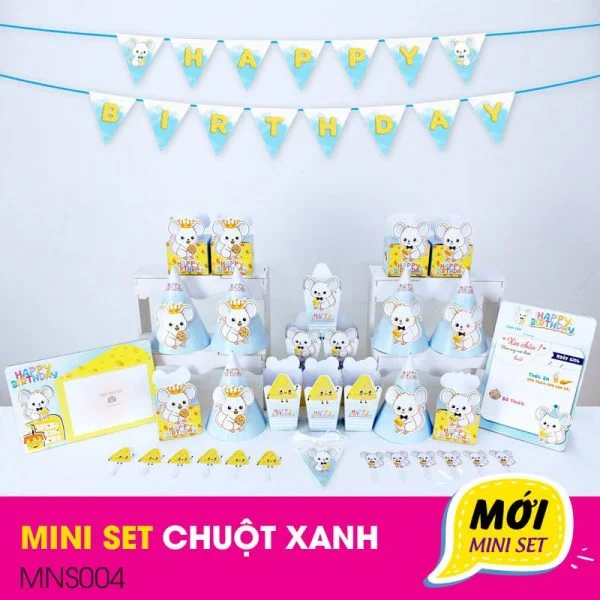 SET TRANG TRÍ MINI CON CHUỘT XANH/HỒNG